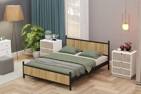 GM METAL ÇİFT KİŞİLİK KARYOLA, SİYAH ATLANTİK ÇAM, 160X200