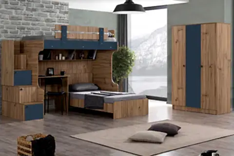 RİVA RANZA KARYOLA ÇALIŞMA MASASI 3 KAPAKLI DOLAP