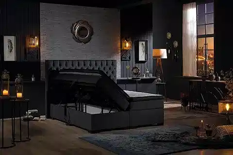 LEİLA KUMANDALI BAZA BAŞLIK YATAK SETİ, ANTRASİT, 90X200