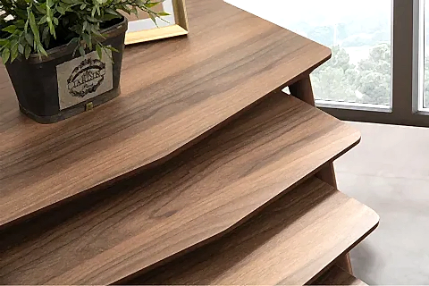 VEGA DÖRTLÜ ZİGON ORTA SEHPA SETİ, CEVİZ