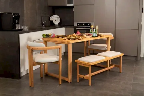 CHERİ SIRT MİNDERLİ İSKANDİNAV MASA TAKIMI, 2 SANDALYE