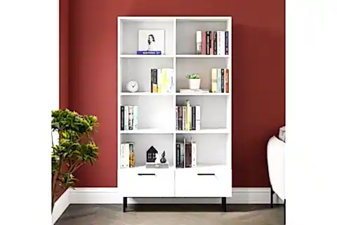 VOLGA KİTAPLIK, BEYAZ, 8 RAFLI