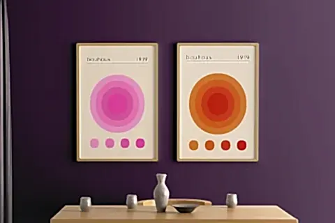 BAUHAUS DESIGN II İKİLİ DOĞAL ÇERÇEVELİ TABLO