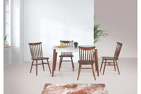 ARMONİA MASA VE KIRLANGIÇ SANDALYE, BEYAZ-CEVİZ,125X80