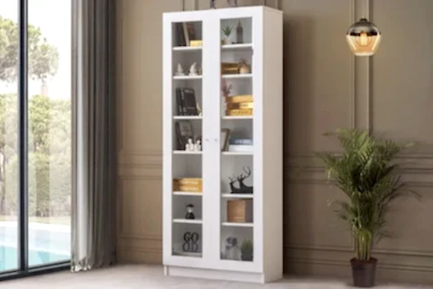 LOTUS KİTAPLIK, BEYAZ, 2 KAPAKLI