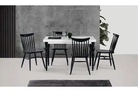 DAMLA MASA VE KIRLANGIÇ SANDALYE, BEYAZ ANTRASİT, 125X80