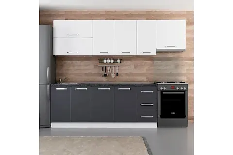 MİNAR DENİZ 270 CM MUTFAK DOLABI BEYAZ ANTRASİT 270-A7