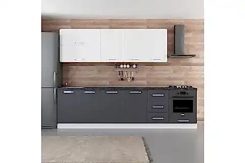 MİNAR MİLLA 295 CM MUTFAK DOLABI BEYAZ ANTRASİT 295-A6