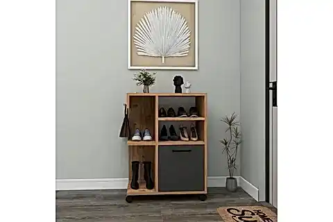 REBUSA TEKERLEKLİ ÇOK AMAÇLI MUTFAK BANYO DOLABI VE AYAKKABILIK, ATLANTİK ÇAM ANTRASİT
