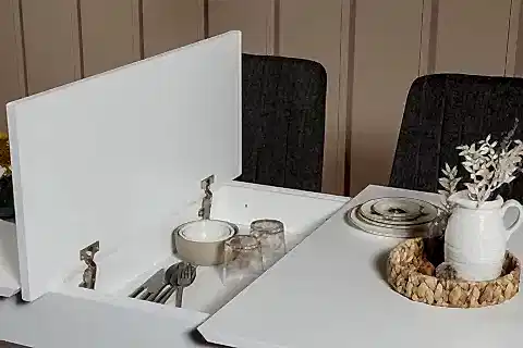 VİNA DİKDÖRTGEN AÇILIR MASA, BEYAZ, 129X80