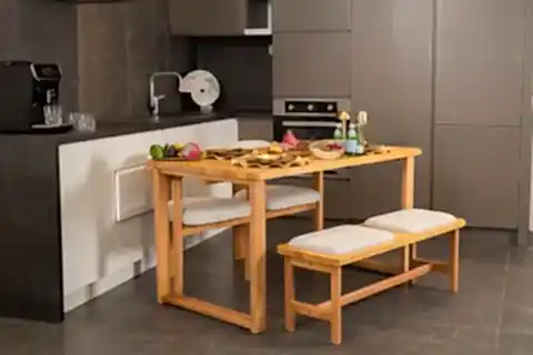 CHERİ SIRT MİNDERLİ İSKANDİNAV MASA TAKIMI, 2 SANDALYE