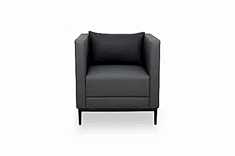 SERDUR SUNİ DERİ SİYAH METAL AYAKLI TEKLİ KANEPE, GRİ