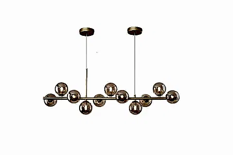 ESKİTME GOLD KASALI ONBİRLİ AVİZE, BAL CAMLI