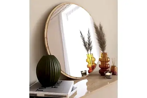MONE DEKORATİF YUVARLAK AYNA, NATURAL, MG301