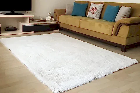 TAVŞAN TÜYÜ DEKORATİF POST HALI, KAR BEYAZI, 80X150