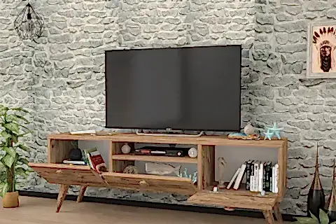 PENTA AHŞAP AYAKLI ATLANTİK ÇAM 160 CM TV SEHPASI