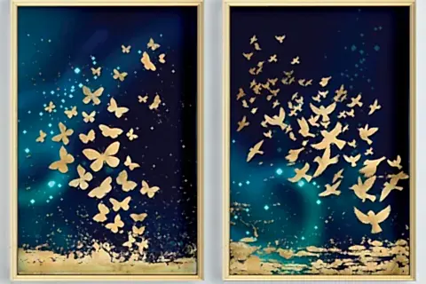 AHŞAP PARLAK KUM DOKULU ALTIN RESİM