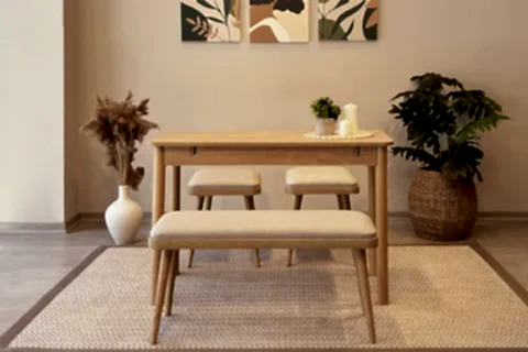 VİNA MİNİ AÇILIR MUTFAK MASA TAKIMI, KARİNA MEŞE KREM