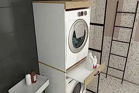 FİKA ÇAMAŞIR VE KURUTMA MAKİNESİ DOLABI, BEYAZ ROTA