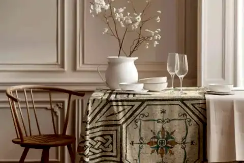 ANTRASİT MOZAİK PAMUK MASA ÖRTÜSÜ, 100X100 CM