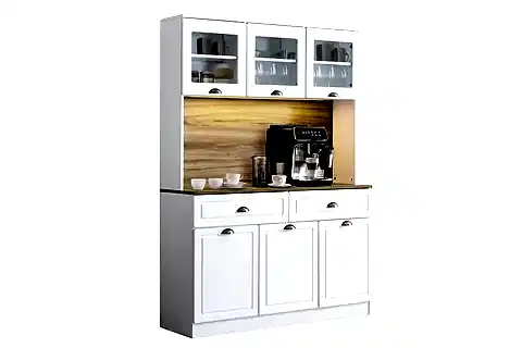 BLESK İNCE KUM AYDINLATMALI KAHVE KÖŞESİ DOLABI RAFLI