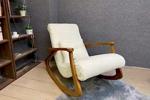 EKOL SALLANAN SANDALYE, TEDDY KREM, AÇIK CEVİZ AYAK