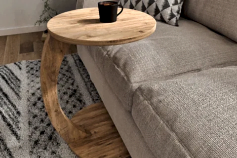 CLEO TEKERLEKLİ C SEHPA TEKERLEKLİ YAN SEHPA, ÇAM