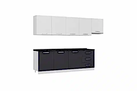 MİNAR  ELA 300 CM MUTFAK DOLABI BEYAZ ANTRASİT 300-A11