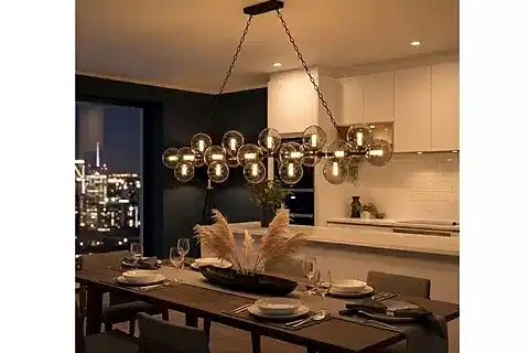 ÇUBUK YİRMİ İKİ FÜME CAMLI SIRALI AVİZE, 180 CM