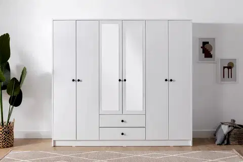 METALİA LÜX DÜĞME AYNALI GARDIROP, 6 KAPI 2 ÇEKMECELİ