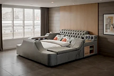 ROME TV MODÜLLÜ MASAJLI AKILLI KARYOLA, KAHVERENGİ