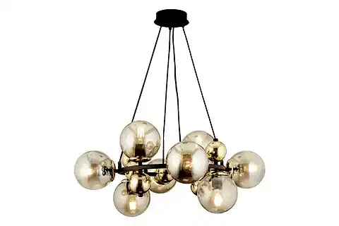 LORENTO YUVARLAK SİYAH GOLD MODERN AVİZE, 8'Lİ