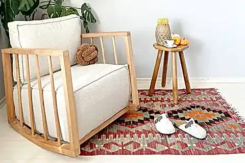 EVODEKO SALLANAN TEDDY KOLTUK, BEJ, AHŞAP AYAK