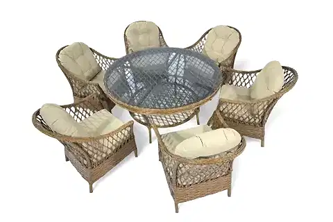 ARAS RATTAN BAHÇE YEMEK MASASI TAKIMI, 6 KİŞİLİK, 140 CM