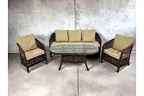 FOKAİ RATTAN ÜÇLÜ BAHÇE VE BALKON MOBİLYASI TAKIMI