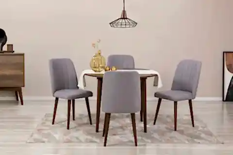 VİNA AÇILIR YUVARLAK MUTFAK MASA TAKIMI, CEVİZ GRİ