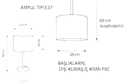 FATMA ABAJUR AVİZE SETİ, SİYAH KREM