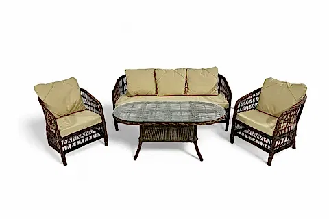 FOKAİ RATTAN ÜÇLÜ BAHÇE VE BALKON MOBİLYASI TAKIMI