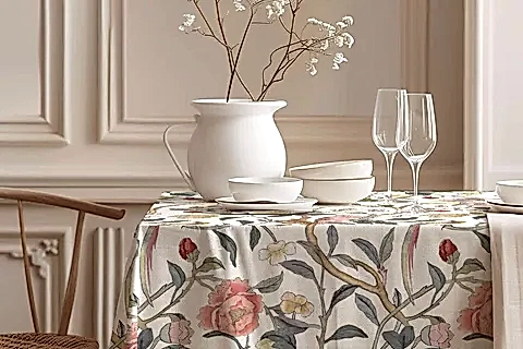 BAHAR ESİNTİSİ PAMUK MASA ÖRTÜSÜ, 100X100 CM