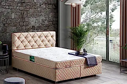 VİTA NEW BAZA BAŞLIK VE COMFORT YATAK SETİ, BEJ,  90X190