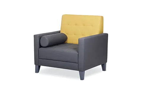 SİLVER SUNİ DERİLİ ANTRASİT TEKLİ KANEPE, SARI ANTRASİT