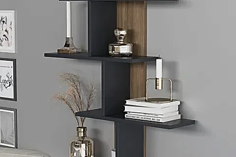 LAGOMOOD KARBON DUVAR RAFI, ANTRASİT CEVİZ