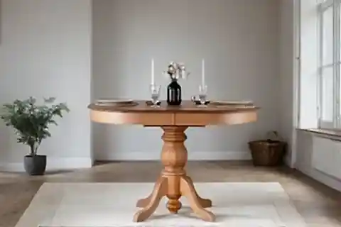 VODA NATURAL AHŞAP YUVARLAK AÇILIR MASA TAKIMI, 80X120