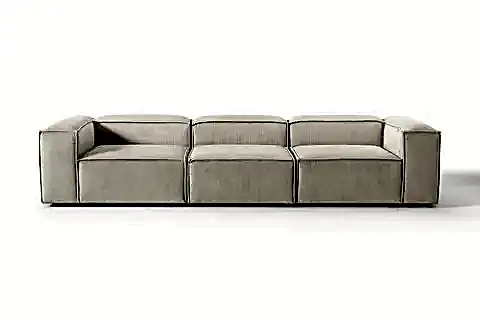 LENA ÜÇLÜ FİTİLLİ KADİFE KOLTUK, BEYAZ