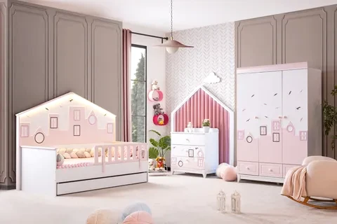CİTY YAVRULU MONTESSORİ ÇOCUK ODASI TAKIMI, PEMBE