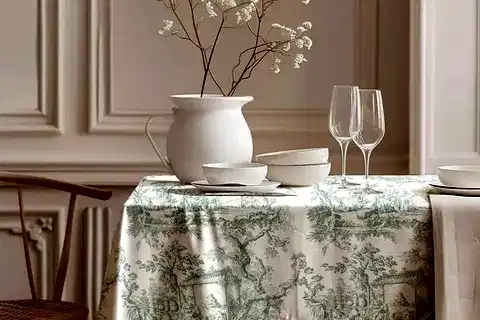 YEŞİL PANORAMA PAMUK MASA ÖRTÜSÜ, 100X100 CM