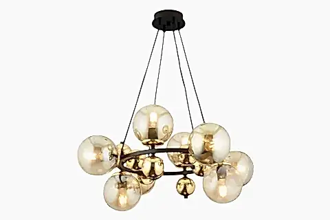 LORENTO YUVARLAK SİYAH GOLD MODERN AVİZE, 8'Lİ