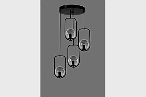 LUMEXX AHU DÖRTLÜ TEPSİLİ FÜME CAMLI SİYAH SARKIT