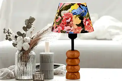 EVLİGHT FRESH AHŞAP AYAKLI KUMAŞ BAŞLIK ABAJUR