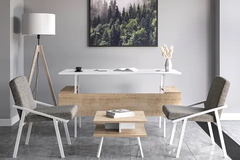 LAGOMOOD İRONY MAXİ Kİ KOLTUKLU MASA TAKIMI, MEŞE BEYAZ